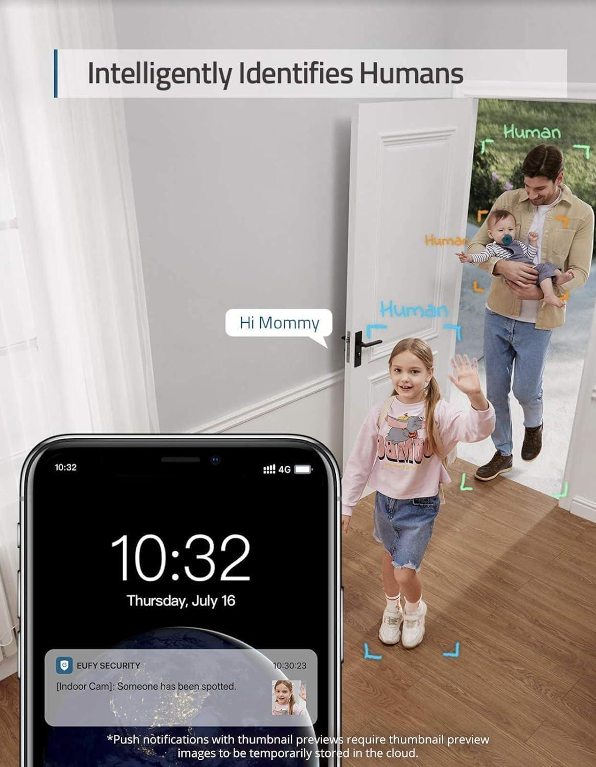 imageeufy Security 2K Indoor Cam Pan ampamp Tilt 2Cam Kit Plugin Security Indoor Camera with WiFi IP Camera Human ampamp Pet AI Voice Assistant CompatibilityHomeBase Not Required Renewed