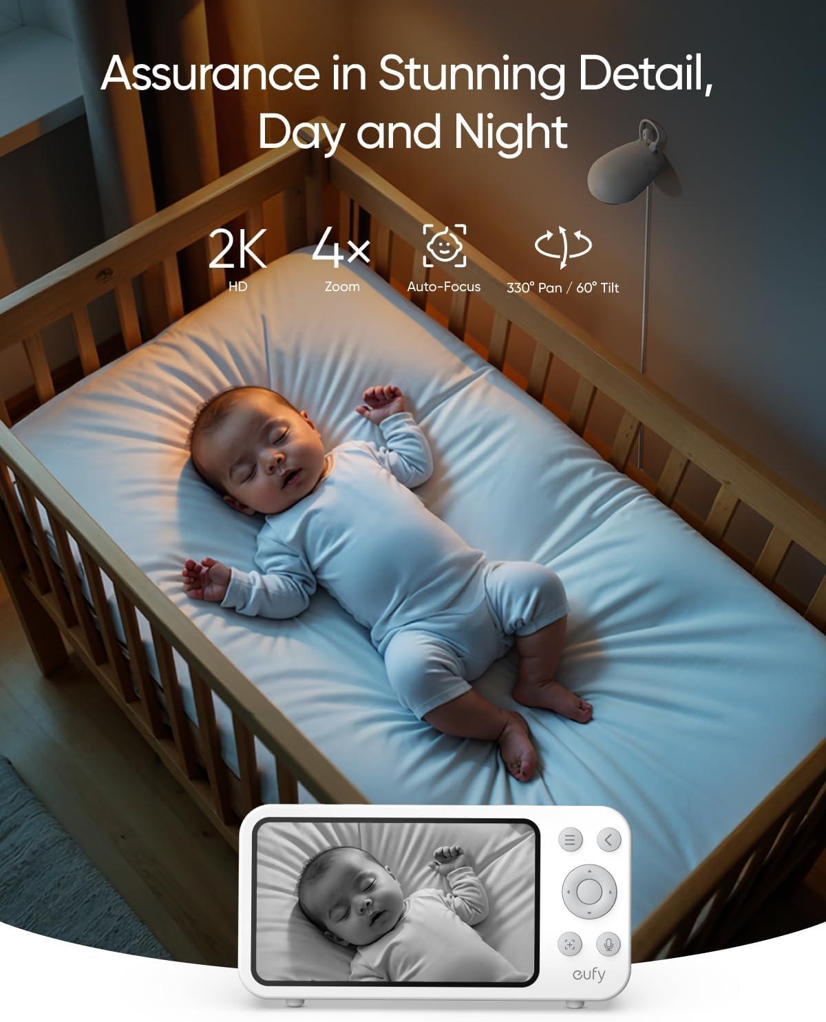 imageeufy Security Baby Monitor E20 with 2K HD Camera 5 720p Display Hybrid WiFi ampamp No WiFi Connection PanTilt 4X Zoom Portable Camera with Builtin Battery 247 Recording in App ANR