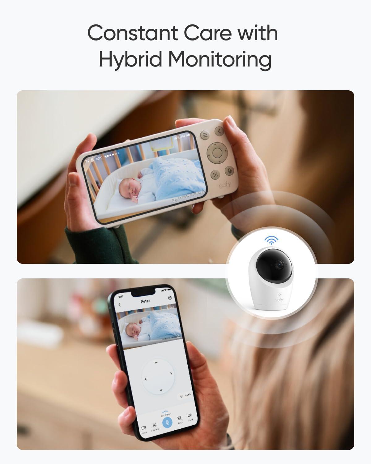imageeufy Security Baby Monitor E20 with 2K HD Camera 5 720p Display Hybrid WiFi ampamp No WiFi Connection PanTilt 4X Zoom Portable Camera with Builtin Battery 247 Recording in App ANR