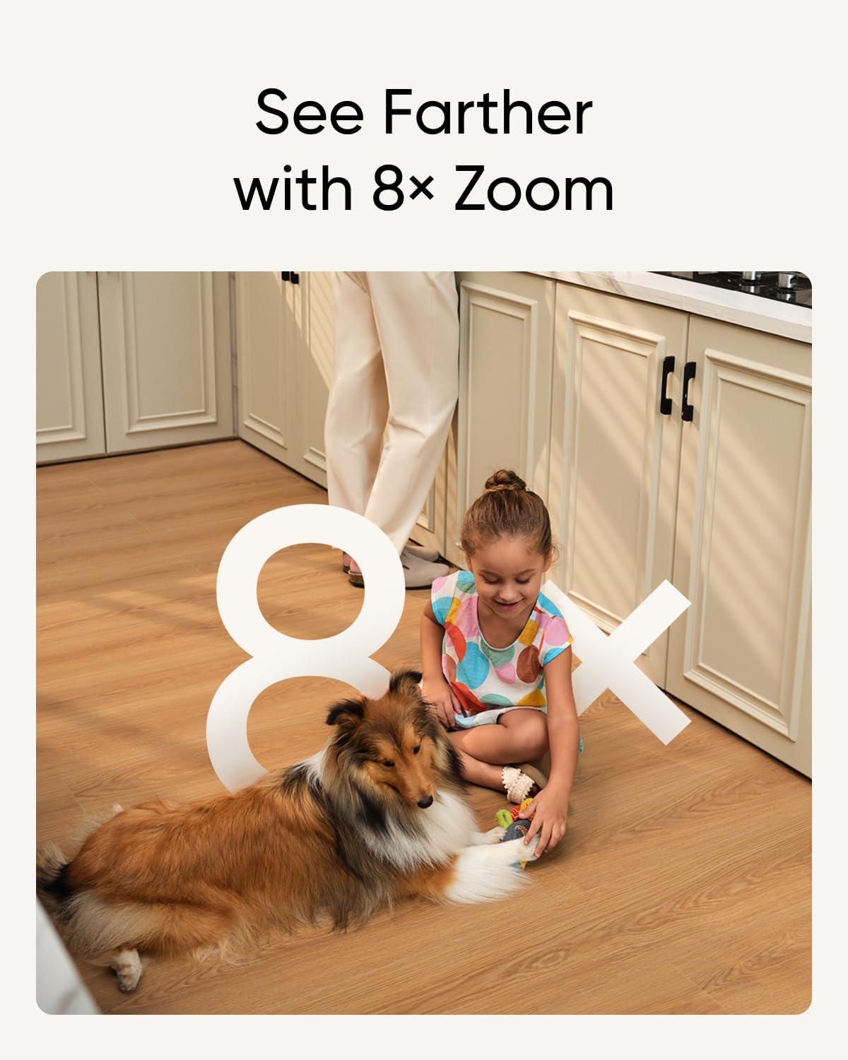 imageeufy Security Indoor Cam S350 Dual Cameras 4K UHD Security Camera with 8 Zoom 360 Camera Baby Monitor Pet Camera HumanPet Detection AI Tracking 24G5G WiFi Plug in