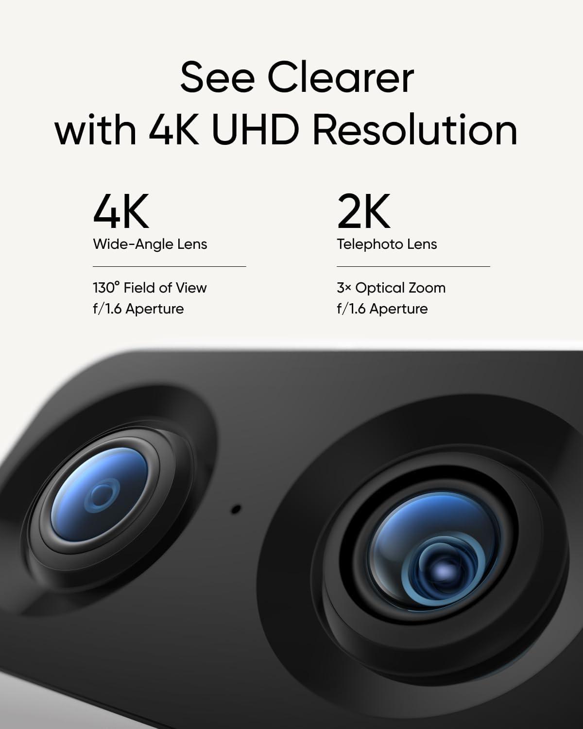 imageeufy Security Indoor Cam S350 Dual Cameras 4K UHD Security Camera with 8 Zoom 360 Camera Baby Monitor Pet Camera HumanPet Detection AI Tracking 24G5G WiFi Plug in