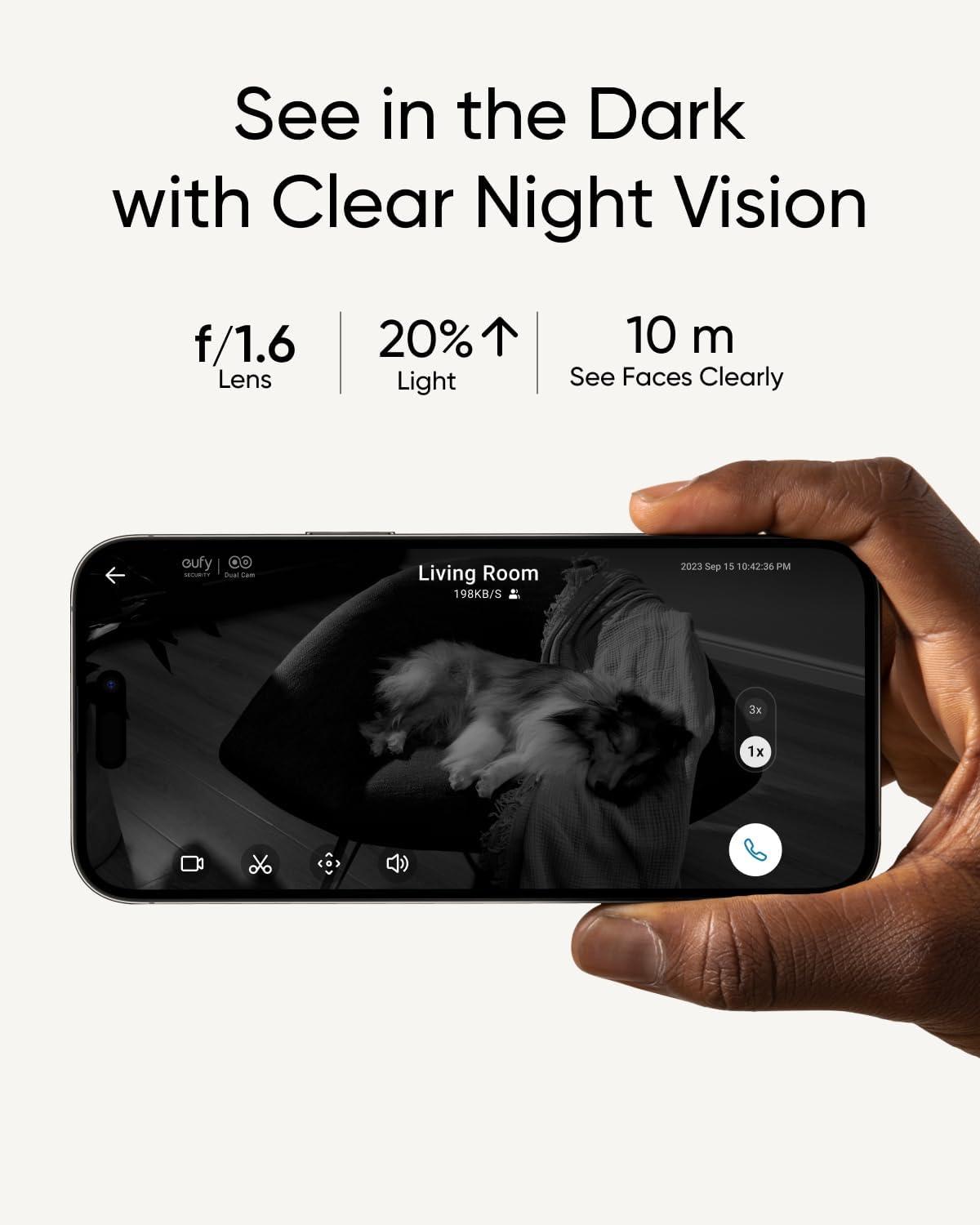 imageeufy Security Indoor Cam S350 Dual Cameras 4K UHD Security Camera with 8 Zoom 360 Camera Baby Monitor Pet Camera HumanPet Detection AI Tracking 24G5G WiFi Plug in