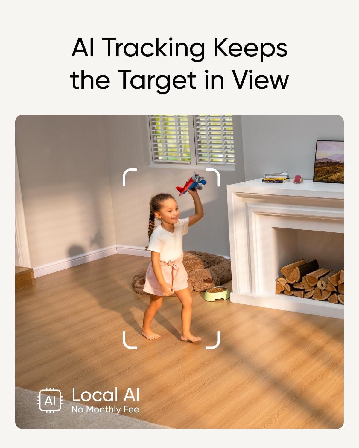 imageeufy Security Indoor Cam S350 Dual Cameras 4K UHD Security Camera with 8 Zoom 360 Camera Baby Monitor Pet Camera HumanPet Detection AI Tracking 24G5G WiFi Plug in