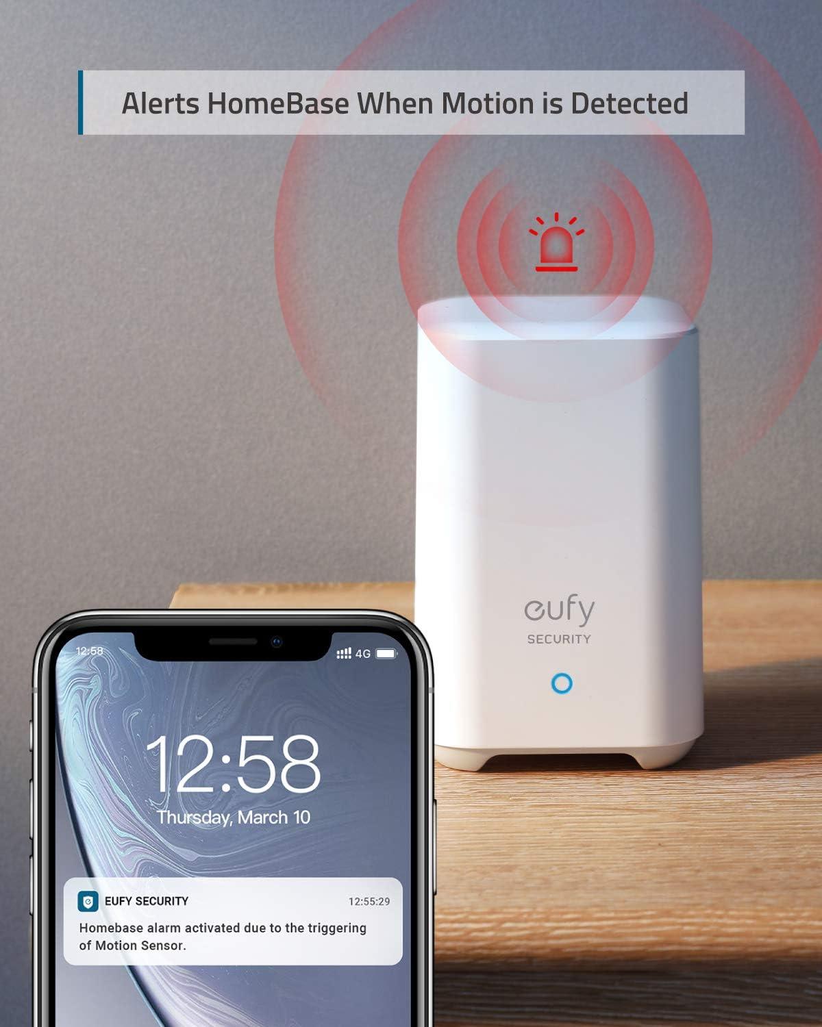 imageeufy Security Motion Sensor Home Alarm System 100 Coverage 30 ft Detection Range 2Year Battery Life Adjustable Sensitivity HomeBase Required Optional 247 Protection Service Home Security