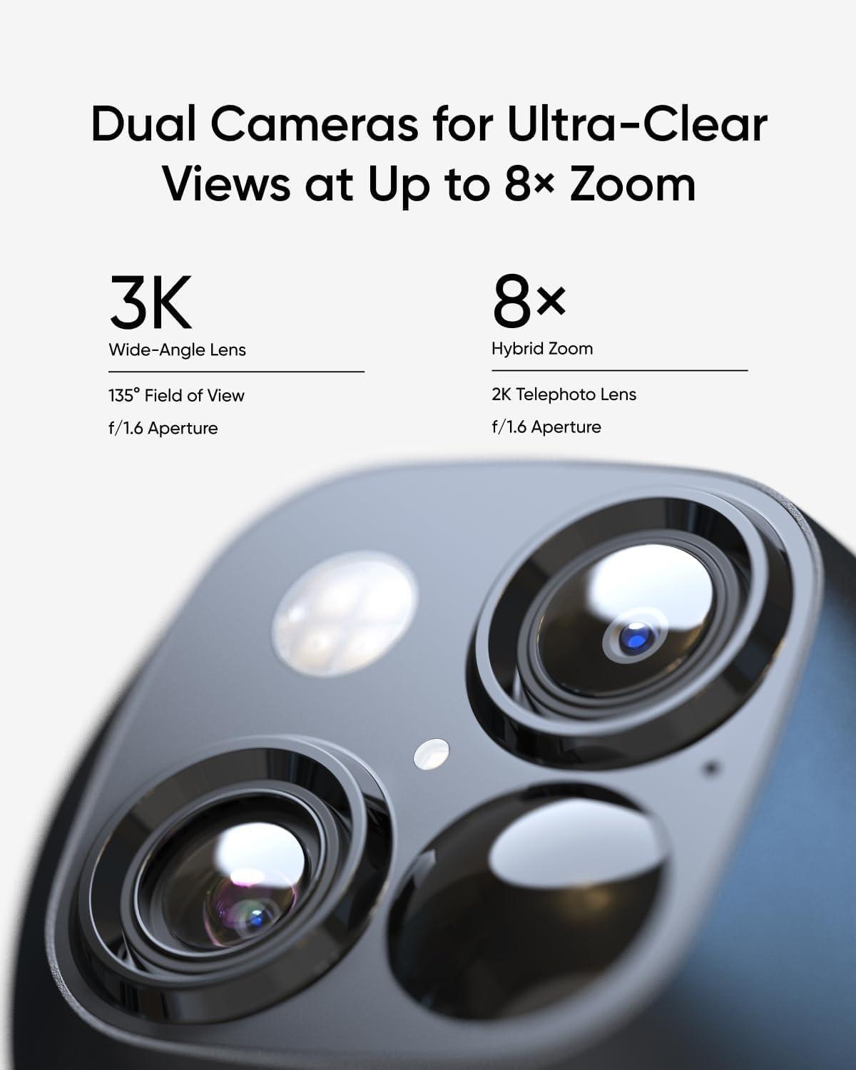 imageeufy Security SoloCam S340 Solar Security Camera Wireless Outdoor Camera 360 Degree Pan ampamp Tilt Surveillance No Blind Spots 24 GHz WiFi No Monthly Fee HomeBase S380 Compatible Renewed