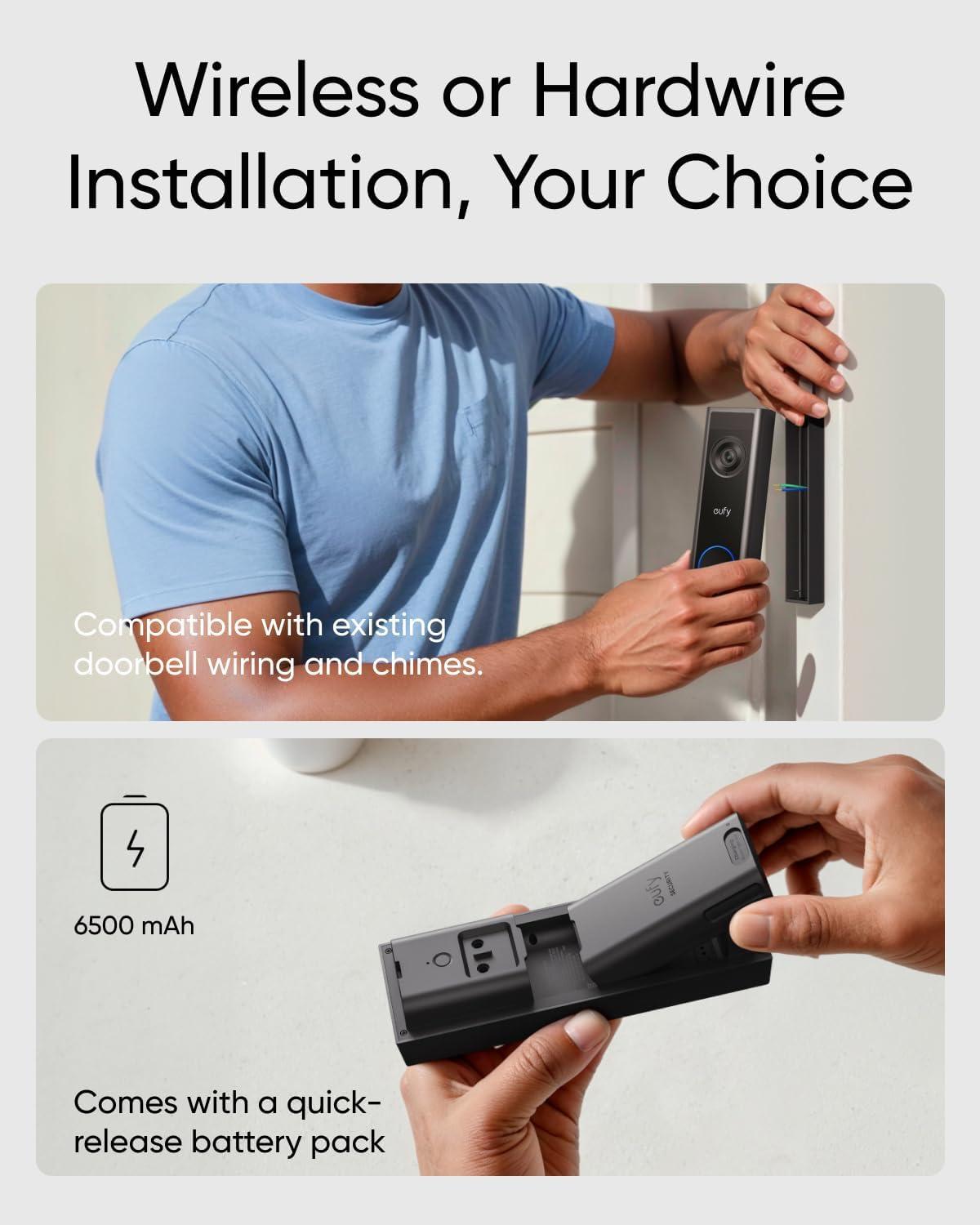 imageeufy Security Video Doorbell Camera C31Extra Rechargeable Battery Pack2K FHDDual Power OptionsLive Video Call247 RecordingHuman and Motion DetectionHomeBase S380 CompatibleNo Monthly FeeBattery or Wired Doorbell