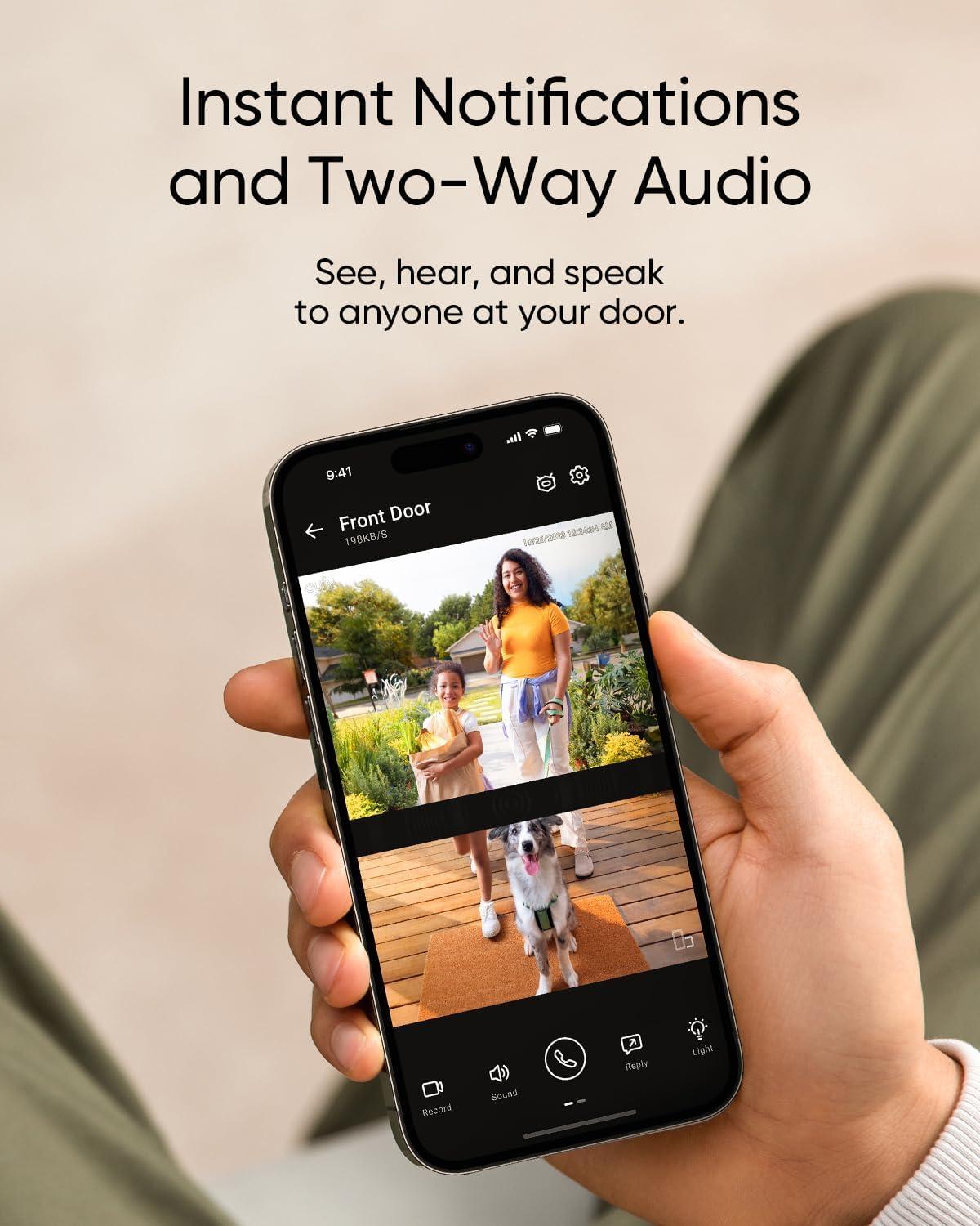 imageeufy Security Video Doorbell E340 Battery Powered Uninterrupted Use with Rechargeable Battery Dual Cameras 2K Full HD No Monthly FeeBattery or Wired Doorbell
