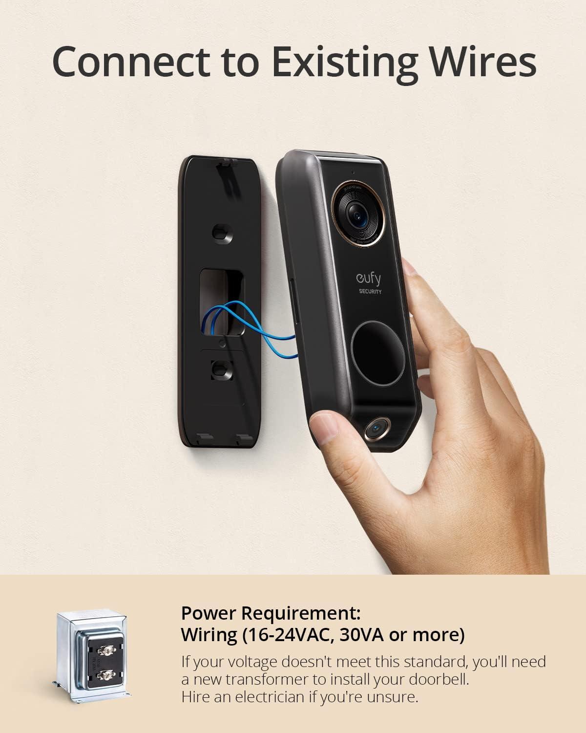 imageeufy Security Video Doorbell Wired S330 with Chime Dual Cam Delivery Guard Security Camera 2K with HDR No Monthly Fee 1624V 30VA homebase NOT Supported Motion Only Alert