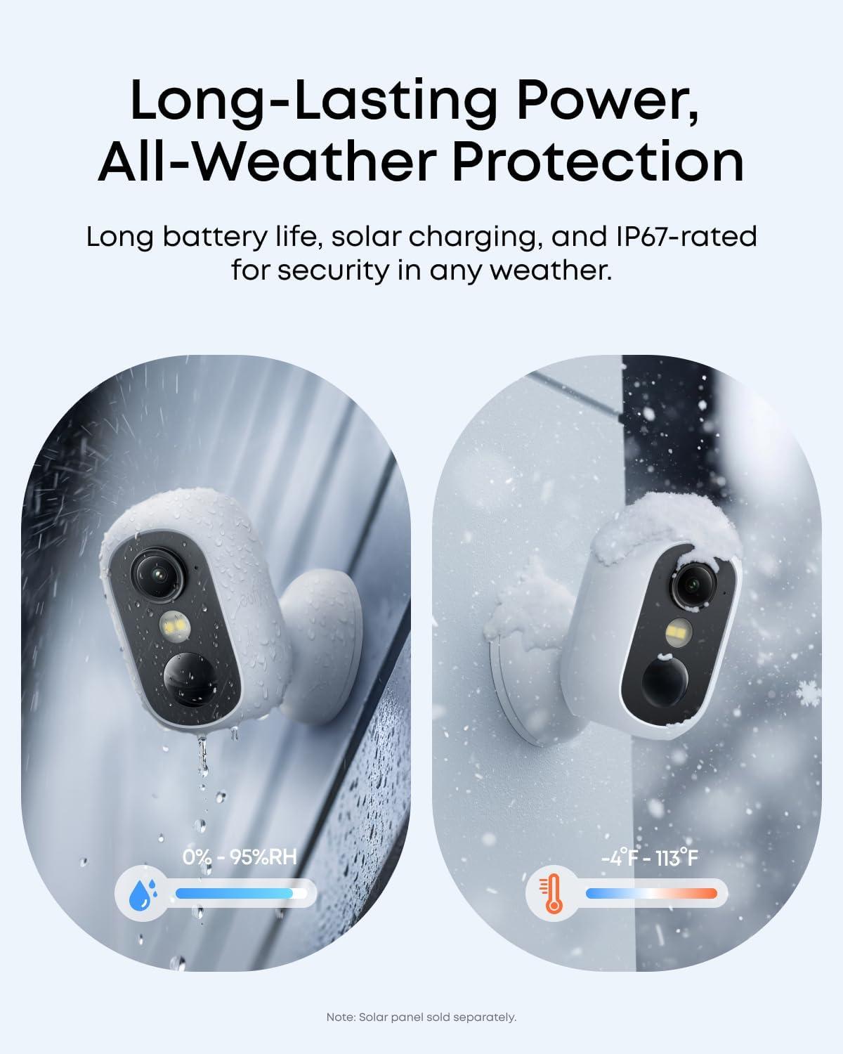 imageeufy Security eufyCam C35 4Cam Kit Wireless Security IndoorOutdoor Camera Magnetic Mount Color Night Vision Local Storage No Monthly Fee IP67 Facial Recognition Solar Panel Compatible White