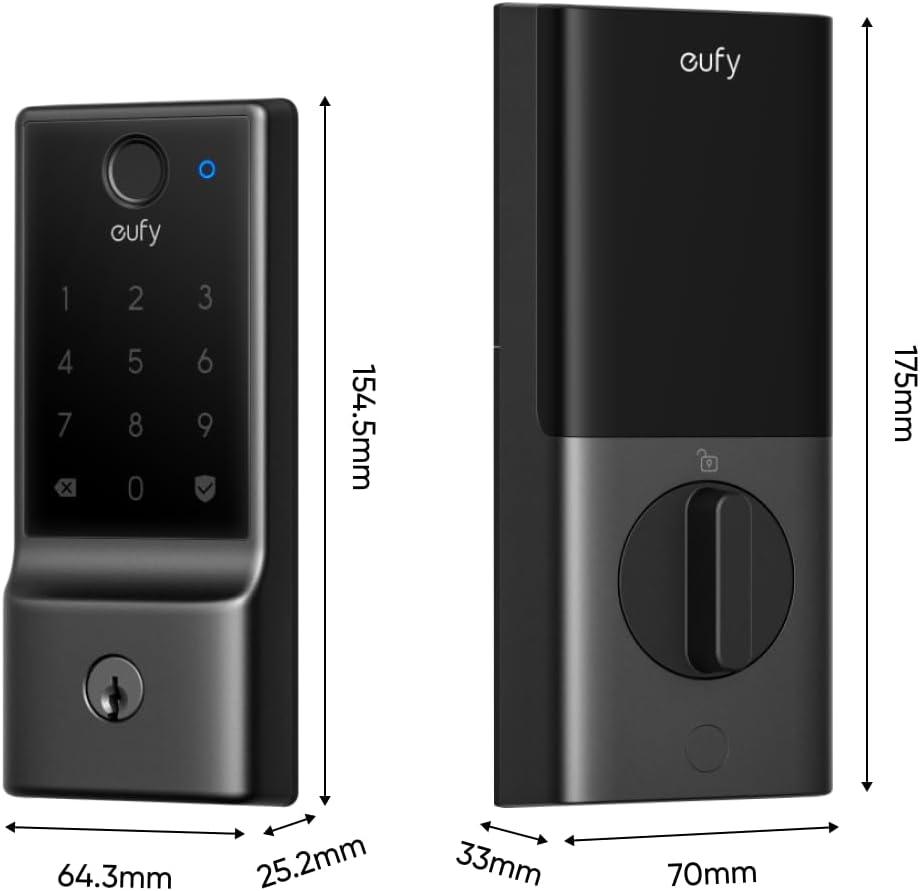 imageeufy Smart Lock E31 Fingerprint Keyless Entry Door Lock with Apple Home Ecosystem for Front Door or Back Supports Matter Apple Home Alexa Google 10000mAh Battery Auto LockMatter  WiFi  Fingerprint  8 AA batteries