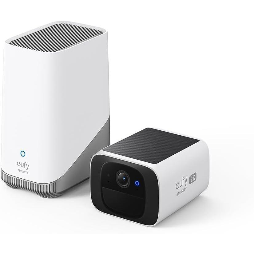 imageeufy security S220 SoloCam with HomeBase 3Solar Security Camera Wireless Outdoor Camera Continuous Power 2K Resolution Wireless 24 GHz WiFi No Monthly Fee HomeBase 3 Compatible