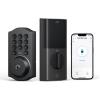imageeufy Security Smart Lock C30 Keyless Entry Door Lock Builtin WiFi Keypad Deadbolt for Front Door No Bridge Required Easy Installation App Remote Control Reliable Power BHMA Grade 3 NickelBlack