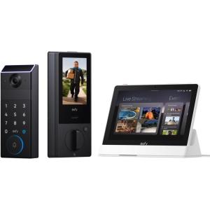imageeufy FamiLock S3 MAX Pack with Smart Display E10 Smart Lock with Palm Vein Recognition Keyless Entry Door Lock for Front Door 3in1 WiFi Keypad Deadbolt 2K HDR Camera Doorbell ANSIBHMA Grade