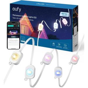 imageeufy Permanent Outdoor Lights E22 50ft with 30 TripleLED Lights Smart RGBWW Daily and Holiday Up to IP67 Waterproof AI Lighting Themes for Halloween Christmas BlackWhite