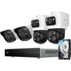 imageeufy PoE Bullet Security Camera E40 NVR Add On Cam 4K UHD 122 FOV F16 Color Night Vision 247 Recording HumanVehiclePet AI Detection Red and Blue Strobe Plug and Play2BulletPTZ2Bullet Cams