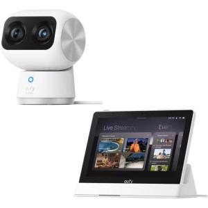 imageeufy Security Indoor Cam S350 with Smart Display E10 Dual Cameras 4K UHD Security Camera with 8 Zoom 360 Camera Baby Monitor Pet camera HumanPet Detection AI Tracking 24G5G WiFi Plug in