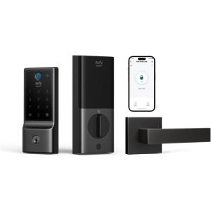 imageeufy Security Smart Lock C220 with Handleset Fingerprint Keyless Entry Door Lock Builtin WiFi App Remote Control Front Door Deadbolt 8 Months Battery IP53 Waterproof BHMA CertifiedBlack