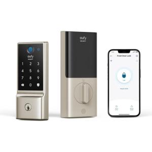 imageeufy Security Smart Lock C220 with Handleset Fingerprint Keyless Entry Door Lock Builtin WiFi App Remote Control Front Door Deadbolt 8 Months Battery IP53 Waterproof BHMA CertifiedNickel