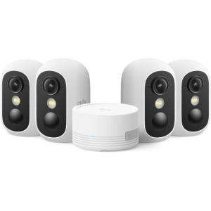 imageeufy Security eufyCam C35 4Cam Kit Wireless Security IndoorOutdoor Camera Magnetic Mount Color Night Vision Local Storage No Monthly Fee IP67 Facial Recognition Solar Panel Compatible White