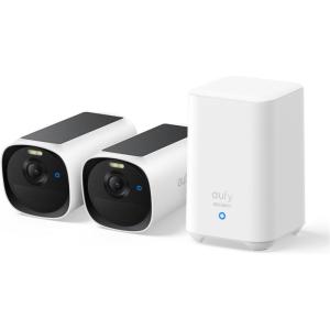 imageeufy Security eufyCam E40 2Cam Kit HomeBase 2 Outdoor Wireless Solar Security Camera 2K Resolution with Integrated Solar Panel MaxColor Night Vision Local Storage No Monthly Fee2Cam Kit