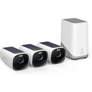 imageeufy Security eufyCam S330 eufyCam 3 4Cam Kit Security Camera Outdoor Wireless 4K with Integrated Solar Panel Face Recognition AI Expandable Local Storage Spotlight No Monthly Fee3 Camera Kit