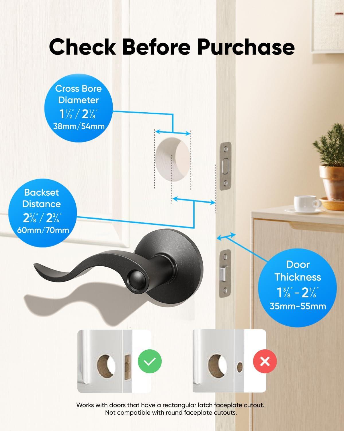 imageeufy Security Smart Lock C30 with Door Lever Keyless Entry Builtin WiFi Deadbolt for Front Door No Bridge Required Easy Installation App Remote Control Auto LockBlack