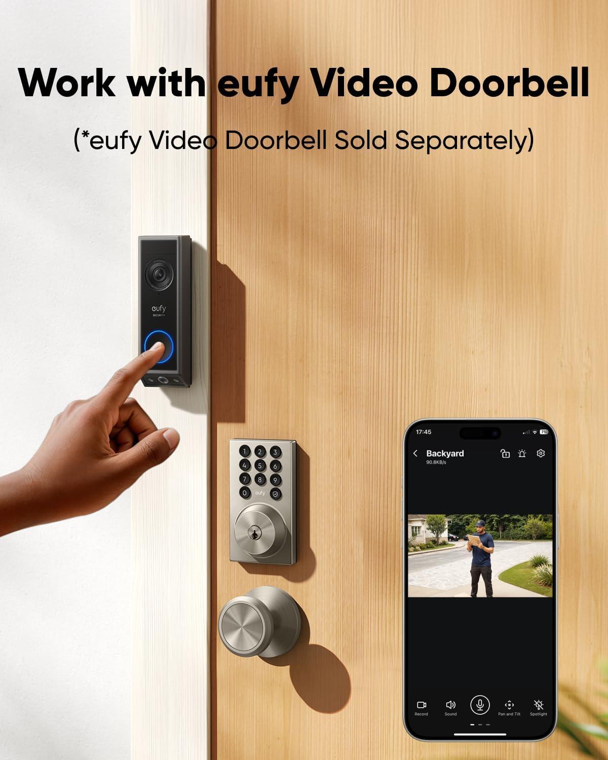 imageeufy Security Smart Lock C30 with Door Lever Keyless Entry Builtin WiFi Deadbolt for Front Door No Bridge Required Easy Installation App Remote Control Auto LockNickel