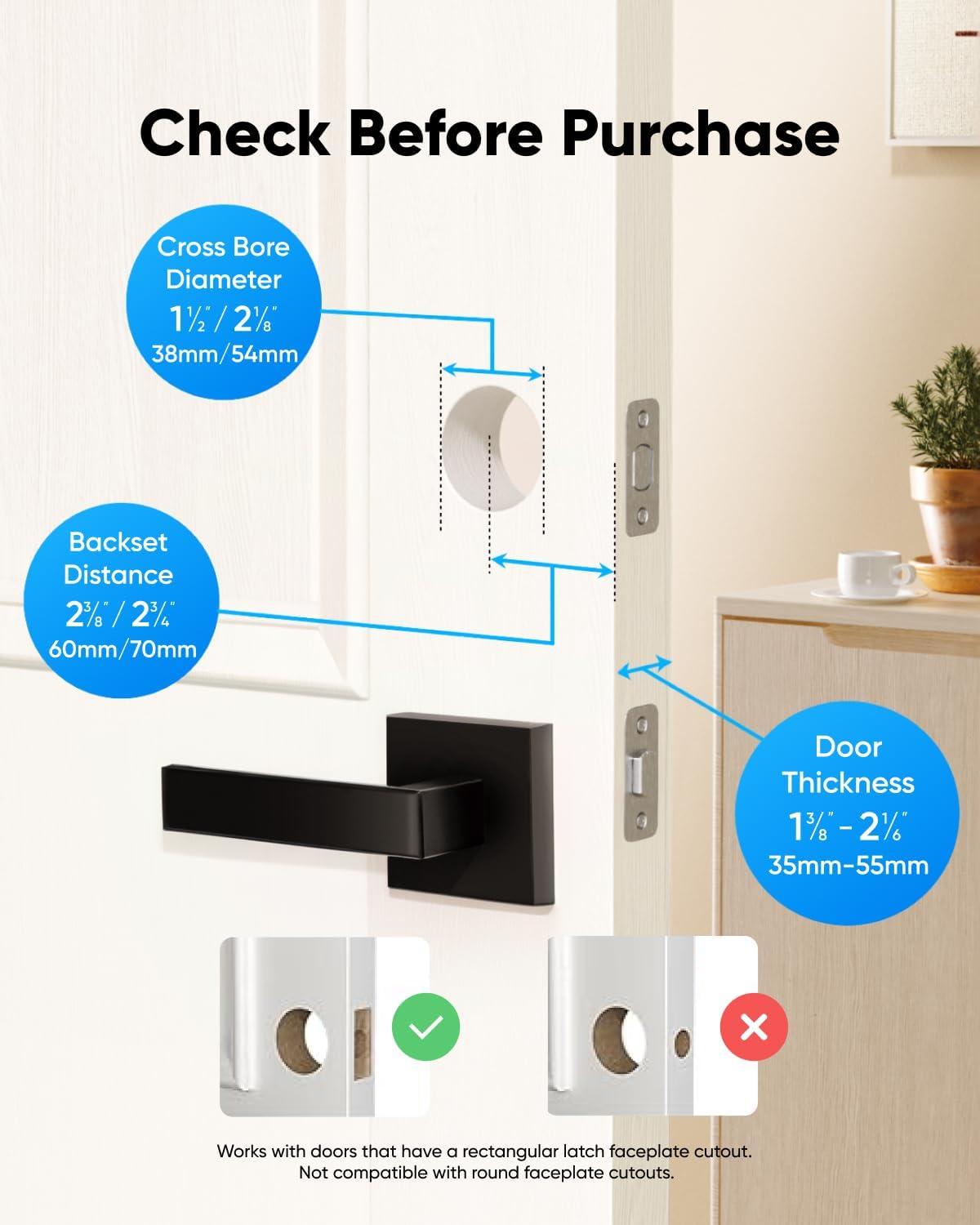 imageeufy Security Smart Lock C30 with Door Lever Keyless Entry Builtin WiFi Deadbolt for Front Door No Bridge Required Easy Installation App Remote Control Auto LockBlack