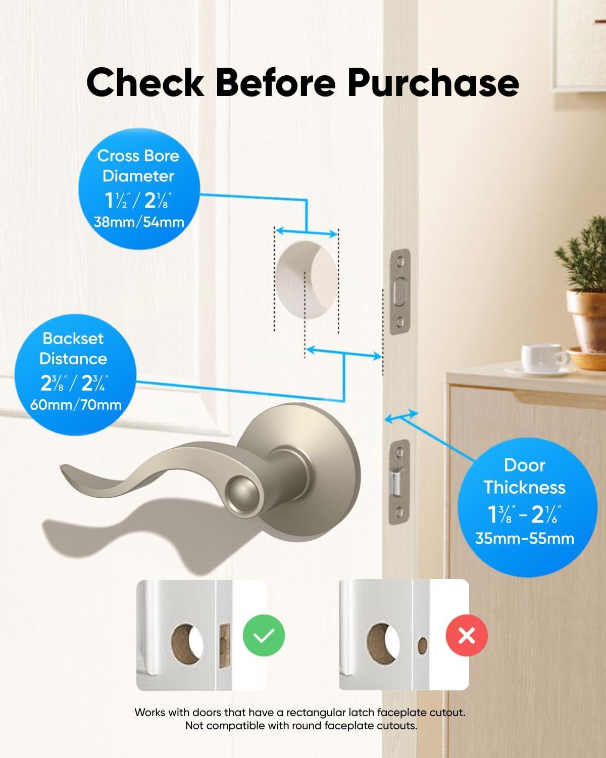 imageeufy Security Smart Lock C30 with Door Lever Keyless Entry Builtin WiFi Deadbolt for Front Door No Bridge Required Easy Installation App Remote Control Auto LockNickel