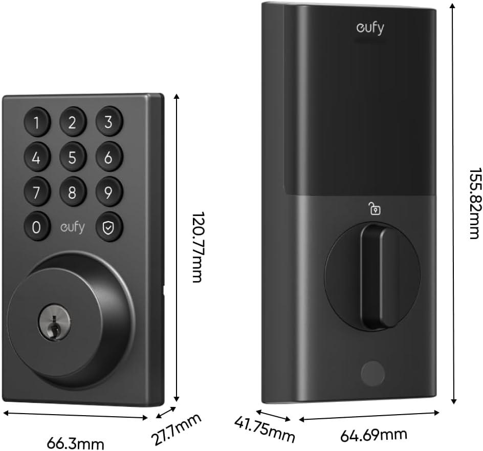 imageeufy Security Smart Lock C30 with Door Lever Keyless Entry Builtin WiFi Deadbolt for Front Door No Bridge Required Easy Installation App Remote Control Auto LockBlack