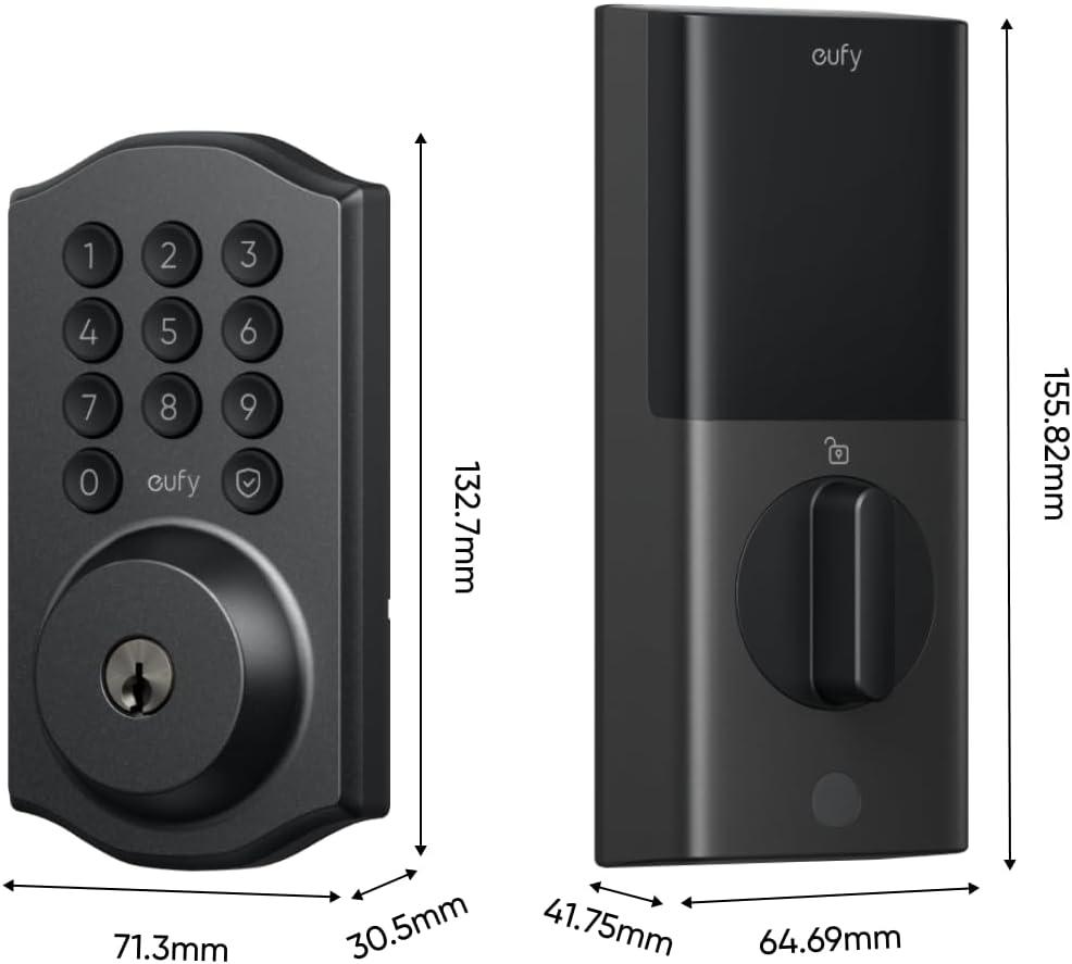 imageeufy Security Smart Lock C30 with Door Lever Keyless Entry Builtin WiFi Deadbolt for Front Door No Bridge Required Easy Installation App Remote Control Auto LockBlack