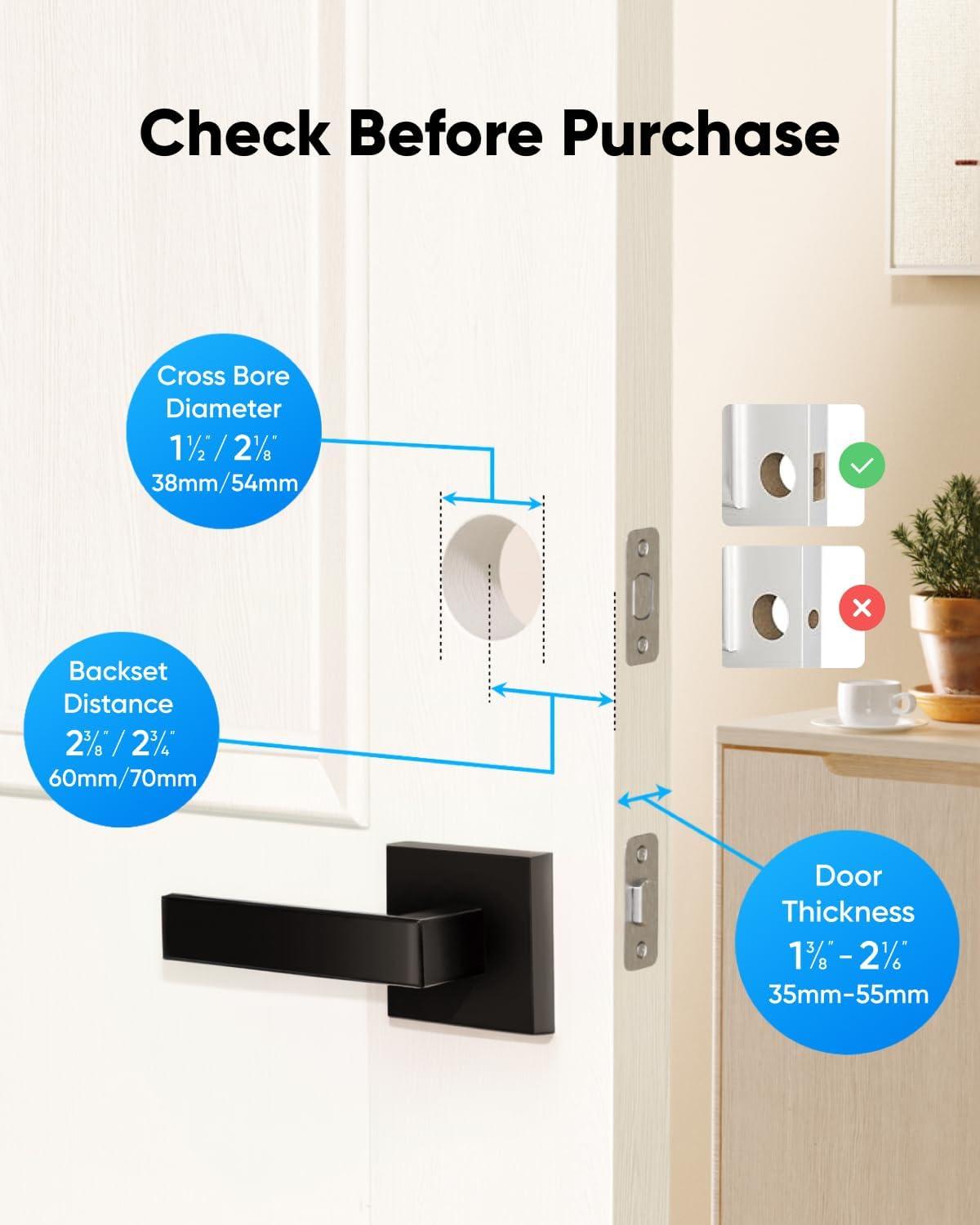 imageeufy Security Smart Lock C30 with Door Lever Keyless Entry Builtin WiFi Deadbolt for Front Door No Bridge Required Easy Installation App Remote Control Auto LockBlack