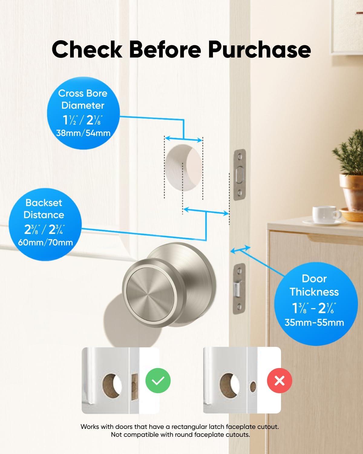 imageeufy Security Smart Lock C30 with Door Lever Keyless Entry Builtin WiFi Deadbolt for Front Door No Bridge Required Easy Installation App Remote Control Auto LockNickel