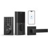 imageeufy Security Smart Lock C30 with Door Lever Keyless Entry Builtin WiFi Deadbolt for Front Door No Bridge Required Easy Installation App Remote Control Auto LockBlack