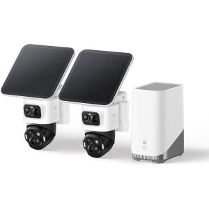 imageeufy Security eufyCam S4 2Cam Kit Solar Security Camera Wireless Outdoor Triple Lens BulletPTZ Cam 4K UHD 360 Pan and Tilt Auto Track 8 Hybrid Zoom Color Night Vision Expandable Storage