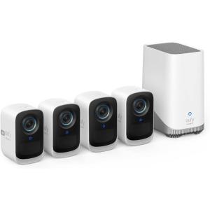 imageeufy Security eufyCam 3C 4Cam Kit Security Camera Outdoor Wireless 4K Camera Expandable Local Storage up to 16TB Face Recognition AI Spotlight Color Night Vision No Monthly Fee Renewed