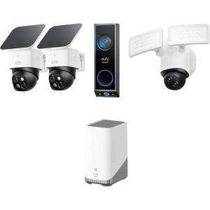 imageeufy Security SoloCam S340 Solar Security Cameras Wireless Outdoor HomeBase S380 Video Doorbell E340 Battery Powered Camera Floodlight Camera E340