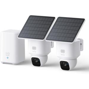imageeufy Security SoloCam E30 2 Pack Security Cameras Wireless Outdoor Solar Camera Outdoor Wireless 360 Pan AI Tracking 2K Clarity HomeBase S380 Compatible No Monthly Fee Renewed2 PackHomebase