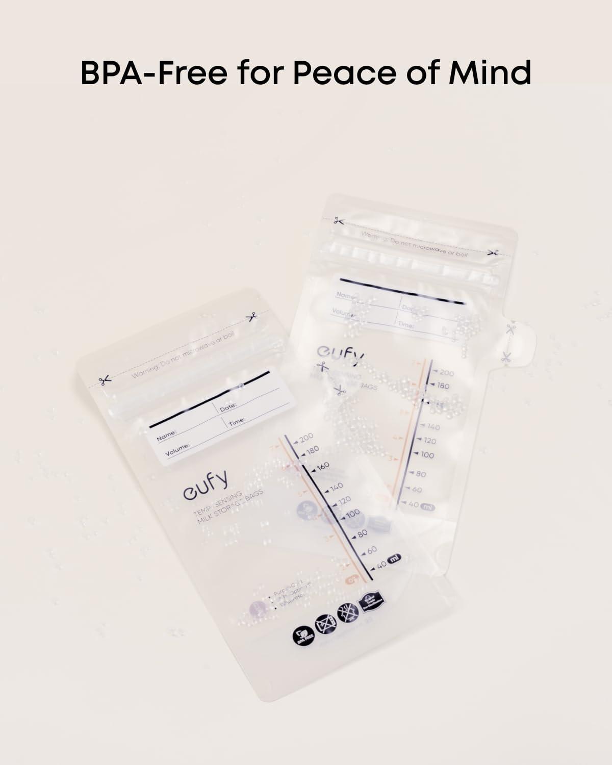 imageeufy Breast Milk Storage Bag with Temperature Sensing Color Change Milk Storing Bags for Breastfeeding 7 oz Disposable Storage Bags SelfStanding Leakproof Milk Freeze Storage Pouches 120 Pieces