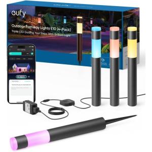 imageeufy Outdoor Pathway Lights E10 4Pack Smart Wired RGBWW LED Landscape Lights 350lm IP65 Waterproof for Yard Work with Alexa Endless AI Light Themes for Christmas Halloween Link with Cameras