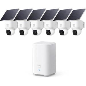 imageeufy Security SoloCam E30 6Cam Kit Security Cameras Wireless Outdoor Solar Camera Outdoor Wireless 360 Pan AI Tracking 2K Clarity No Monthly Fee
