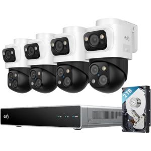 imageeufy 4K NVR Security Camera System S4 Max 8 Cam with 8TB HDD POE Wired 247 Recording Triple Lens BulletPTZ Cam 360 PTZ Up to 16CH CrossCam Tracking 8 Auto Zoom Smart Video Search4 BulletPTZ Cams w2TB