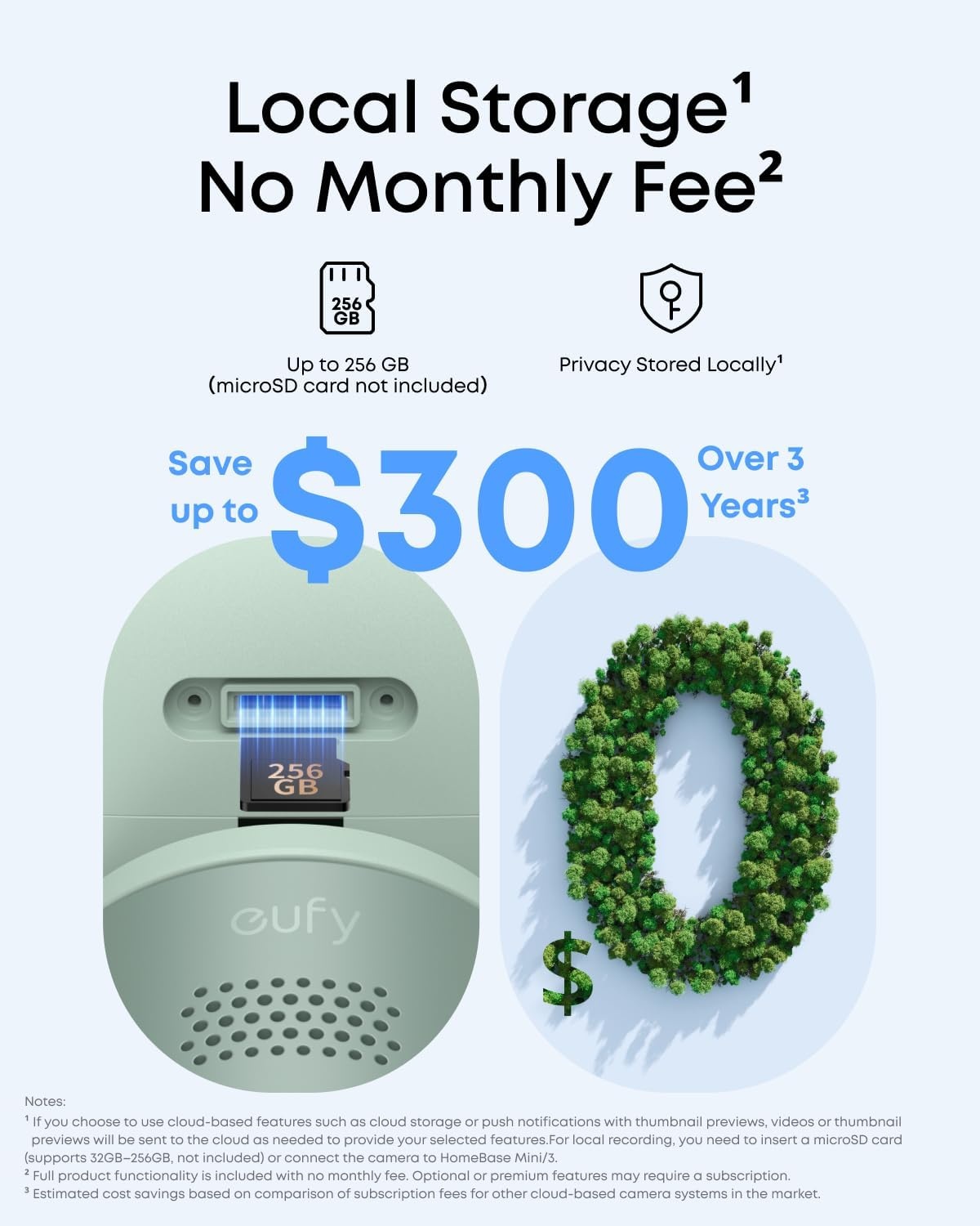 image:imageeufy Security IndoorOutdoor Camera C312Pack P66 SpotlightFree Color Night Vision 360 Coverage View AutoTrackingHumanVehiclePetCry Detection 247 Recording Black No SubscriptionGreen