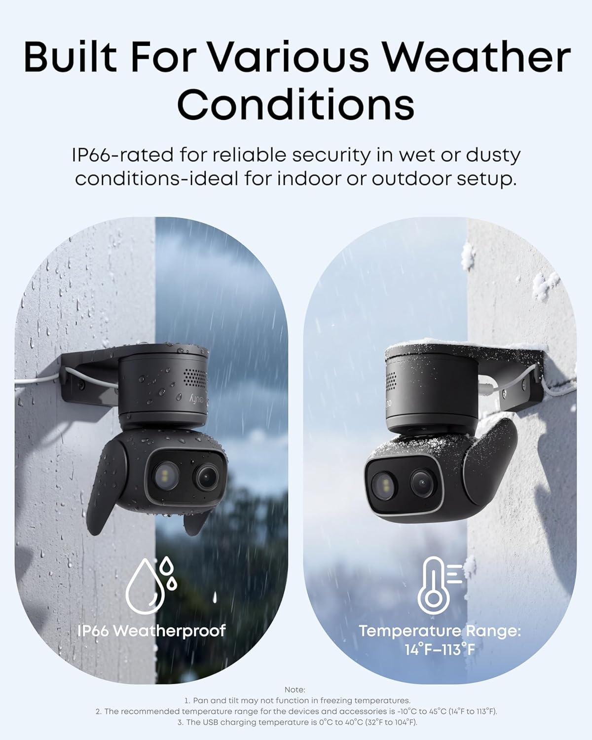 image:imageeufy Security IndoorOutdoor Camera C312Pack P66 SpotlightFree Color Night Vision 360 Coverage View AutoTrackingHumanVehiclePetCry Detection 247 Recording Black No SubscriptionBlack