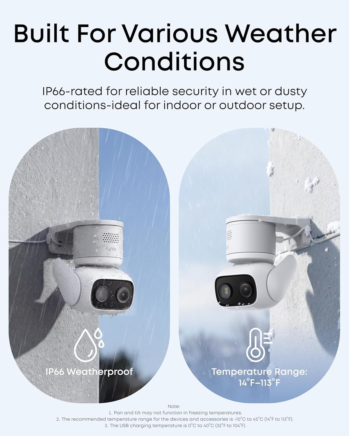 image:imageeufy Security IndoorOutdoor Camera C312Pack P66 SpotlightFree Color Night Vision 360 Coverage View AutoTrackingHumanVehiclePetCry Detection 247 Recording Black No Subscriptionwhite