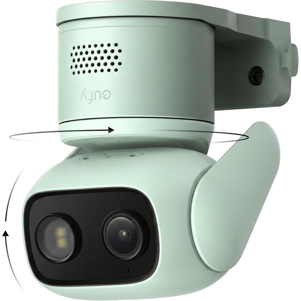 image:imageeufy Security IndoorOutdoor Camera C312Pack P66 SpotlightFree Color Night Vision 360 Coverage View AutoTrackingHumanVehiclePetCry Detection 247 Recording Black No SubscriptionGreen